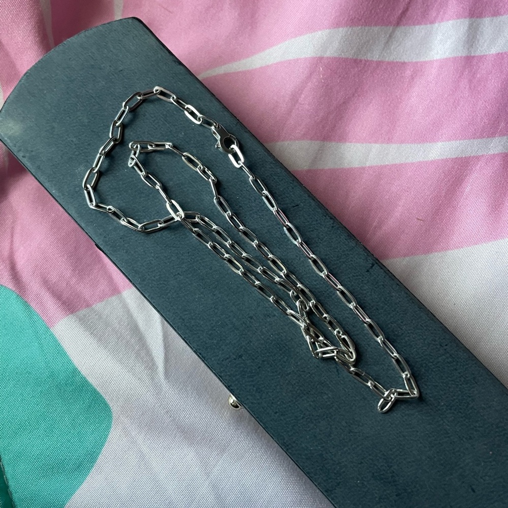 Sterling Silver Paperclip Necklace, 18”